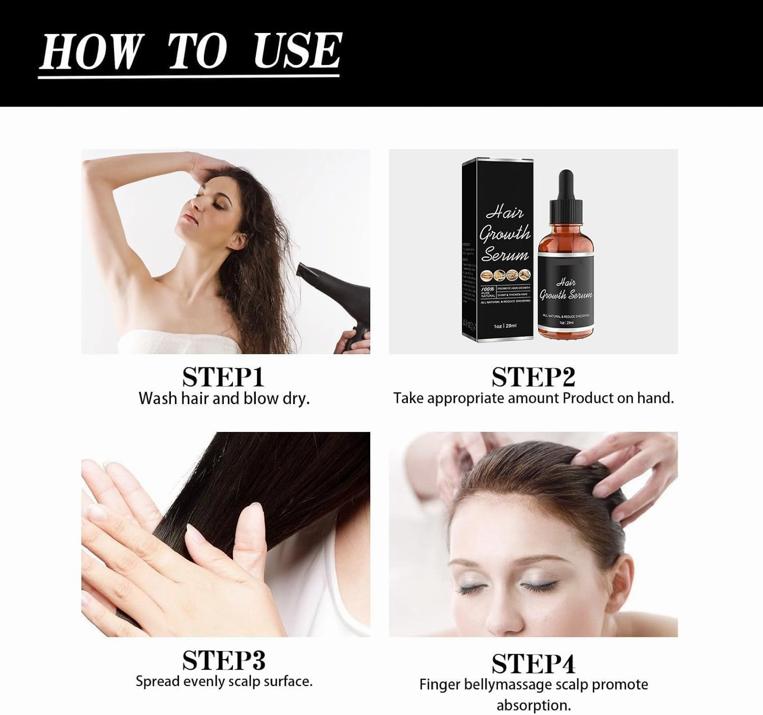 Hair Growth Serum, Hair Growth Serum For Black Women, 29ml Love Hair Serum, Anti Hair Loss Nourishes Dry Damaged Hair (5PCS)