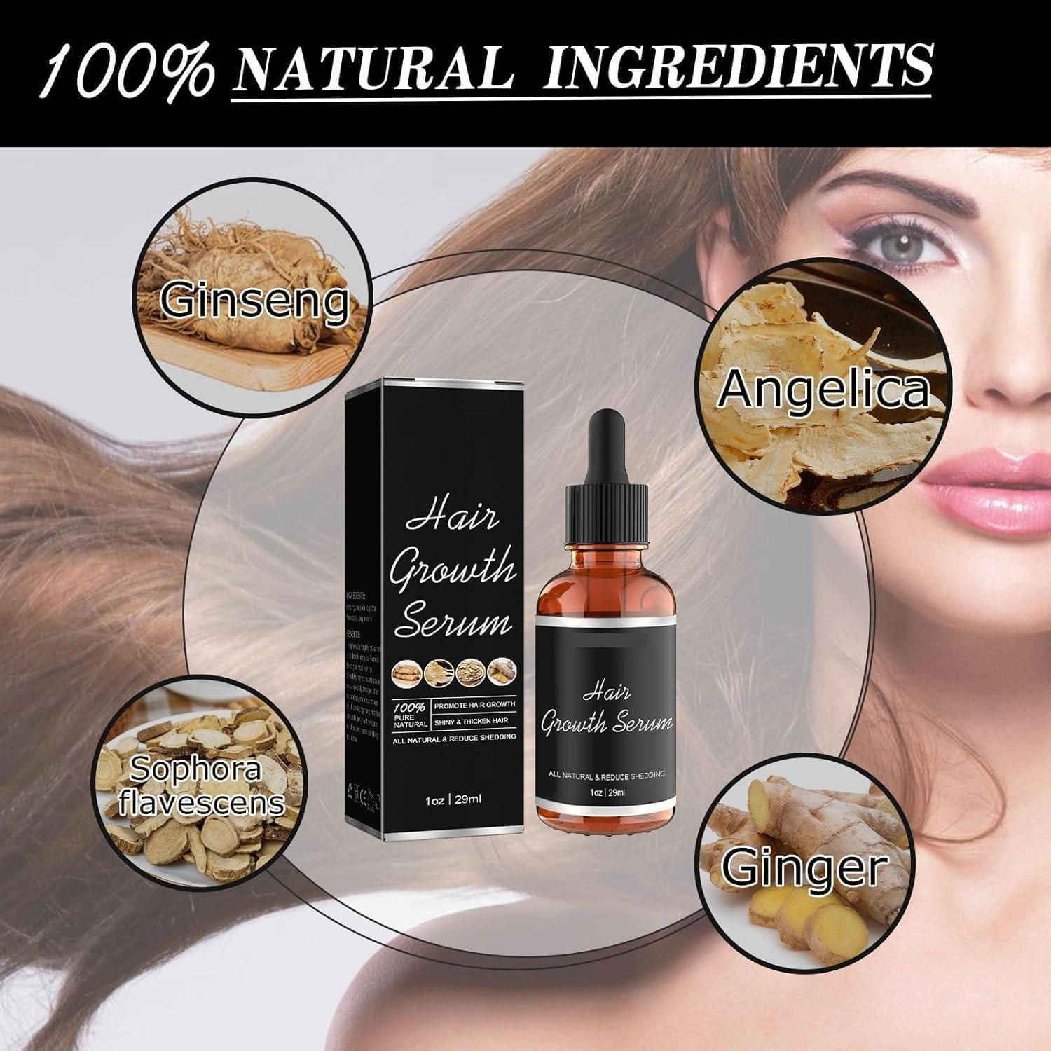 Hair Growth Serum, Hair Growth Serum For Black Women, 29ml Love Hair Serum, Anti Hair Loss Nourishes Dry Damaged Hair (5PCS)