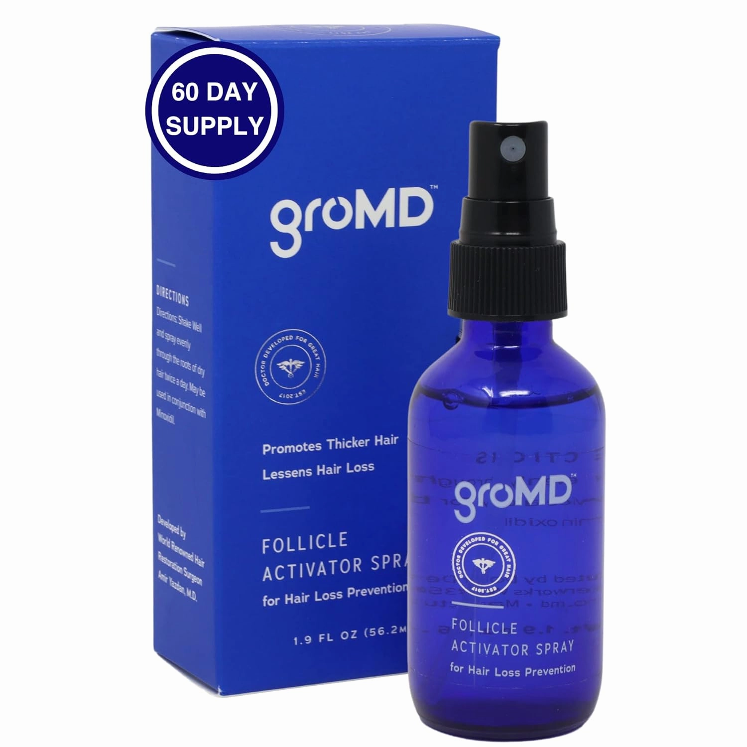 Hair Loss Serum, Hair Growth Treatment, Regrowth, Follicle Activator Spray, Argan Oil, Biotin & Caffeine, Thickening, Doctor Developed, DHT Blocking Ingredients, 60 Day Supply