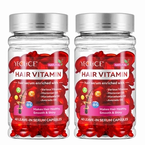 Hair Treatment Serum, Hair Vitamin Serum for Women & Men - Argan Macadamia Avocado Oils Enriched with Vitamins A C E Pro B5, No Need Rinse, Suit for All Hair Types, 80 Count