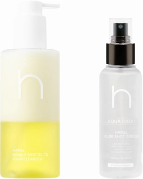 HAMEL Double Shot Oil To Foam Cleanser   Pure Shot Booster Calming Mist Serum Bundle