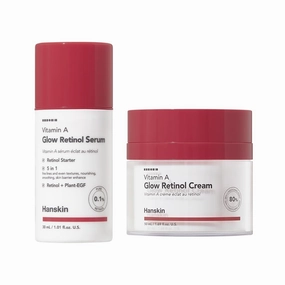 Hanskin Retinol Power Duo: Vitamin A Glow Serum 30ml   Retinol Cream 50ml for Anti-Aging and Radiant Skin