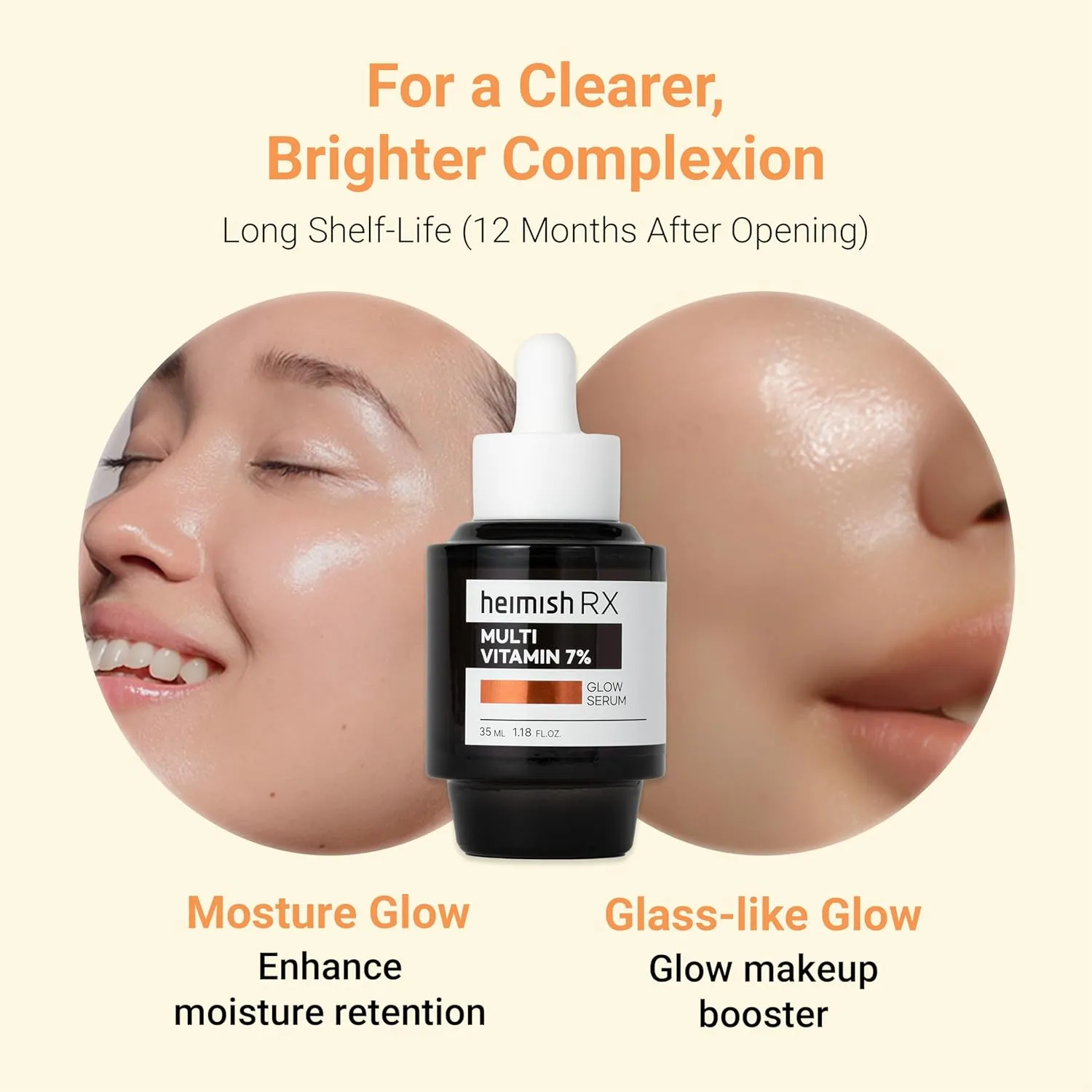 HEIMISH RX Multi Vitamin Glow Serum - Vitamin C Serum for face, Dark Spot & Hyperpigmentation Reduction, Anti Aging, Skin Brightening with Vitamin C 7%, Niacinamide 5% - 35 ml (1.18 fl. oz)