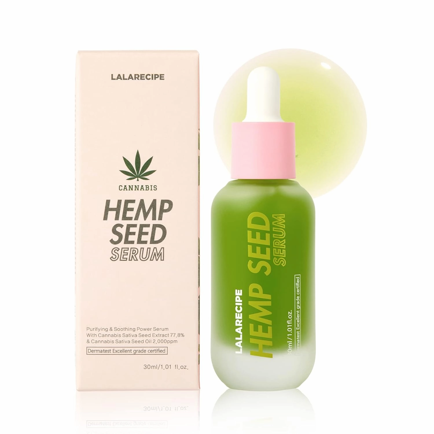 Hemp Seed Facial Serum – Calming & Hydrating Korean Serum with 77.8% Hemp Seed Extract, Cica & 4 Patented Complexes – Soothing Vegan Skincare for Sensitive, Acne-Prone Skin (1.01 fl oz)