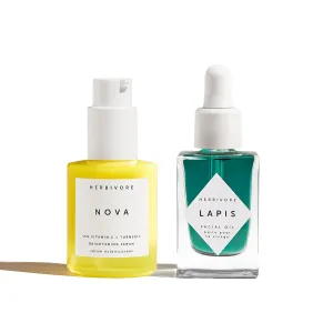 HERBIVORE Clearly Bright Regimen | Nova 15% Vitamin C Brightening Serum   Lapis Blue Tansy Skin Balancing Face Oil