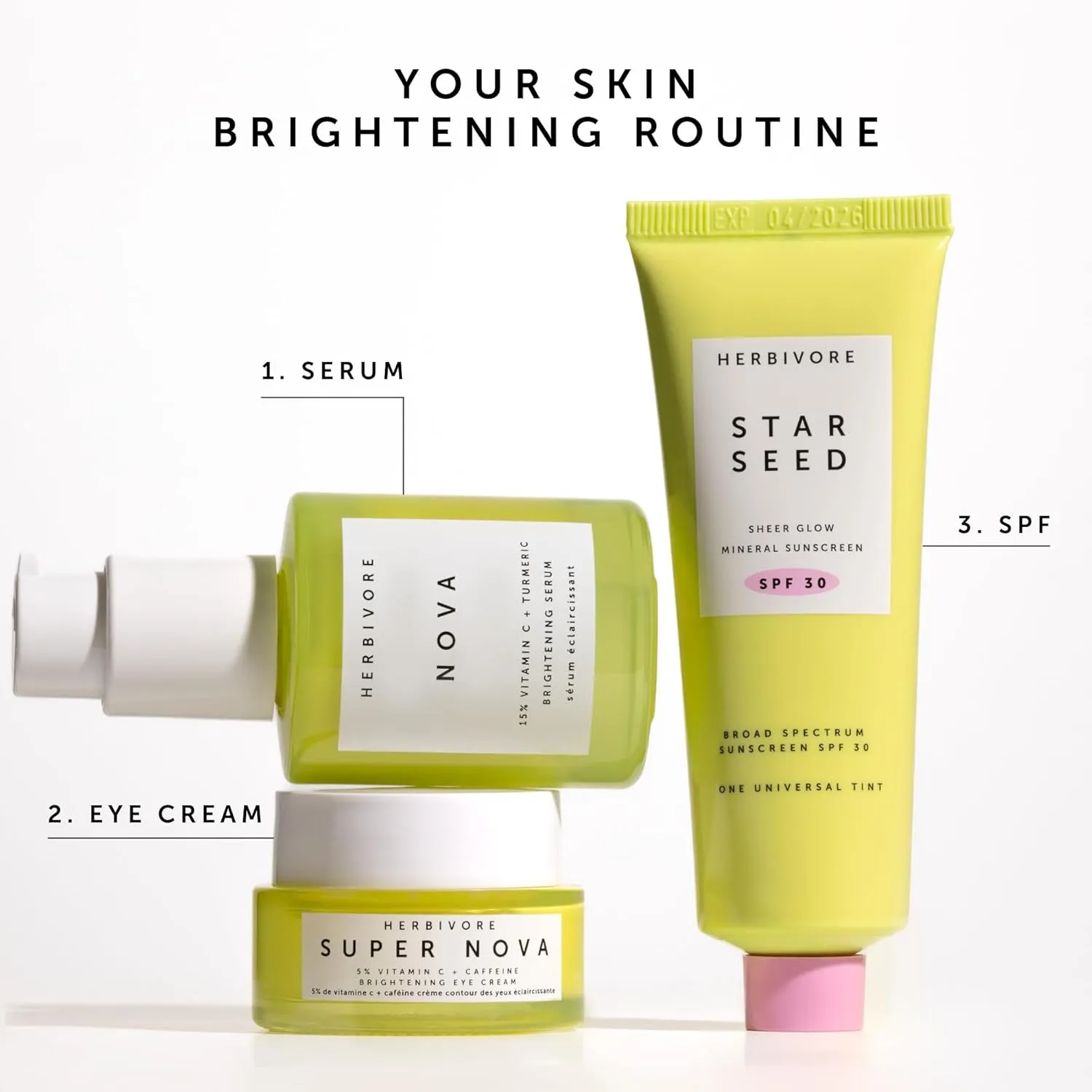 HERBIVORE Nova Brightening Serum for Face – 15% Vitamin C   Turmeric to Visibly Improve the Look of Dark Spots and Even Skin Tone, Plant-based, Vegan, Cruelty-free, 30mL /1 oz