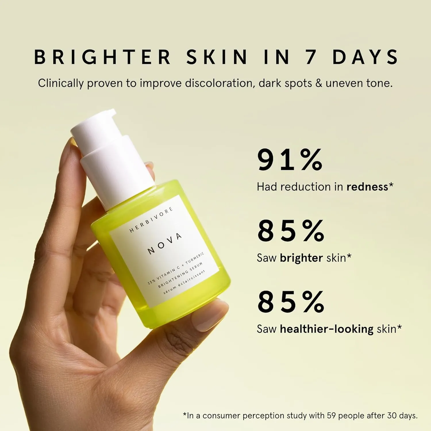 HERBIVORE Nova Brightening Serum for Face – 15% Vitamin C   Turmeric to Visibly Improve the Look of Dark Spots and Even Skin Tone, Plant-based, Vegan, Cruelty-free, 30mL /1 oz