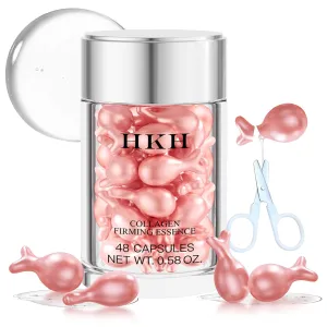 HKH Retinol Face Serum Oil - Anti-aging Night Serum with Vitamin E, 48 Capsules, Reduce Wrinkles, Firm & Hydrate Skin, Non-Greasy Formula, Travel-Friendly Skincare, with Scissors
