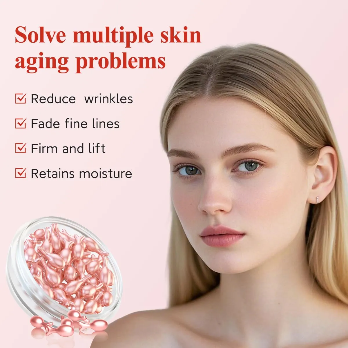 HKH Retinol Serum for Face - Anti Wrinkle Facial Serum with Vitamin C & Vitamin E, Vit A Capsule with Collagen for Women, Reduces Fine Lines, Firming Skin, Moisturise, Travel Friendly (38 38 ct)