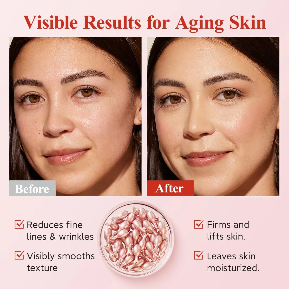 HKH Retinol Serum for Face - Anti Wrinkle Facial Serum with Vitamin C & Vitamin E, Vit A Capsule with Collagen for Women, Reduces Fine Lines, Firming Skin, Moisturise, Travel Friendly (38 38 ct)