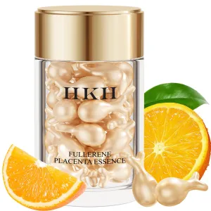 HKH Vitamin C Serum For Face, Anti-Aging Vit C with Vitamin E Serum Capsules, Evens Skin Tone & Reduces Wrinkles, 48 Travel Size Skincare Capsules for Smooth, Hydrated & Firmed Skin