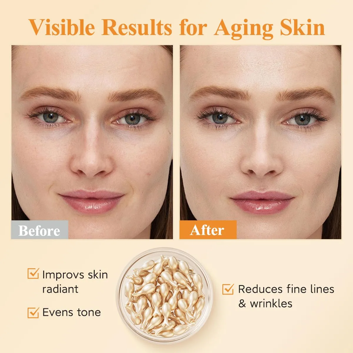 HKH Vitamin C Super Serum for Face - Anti Aging Vitamin E Facial Serum Capsules with Niacinamide, Vit C Serum Oil for Women, Even Skin Tone, Reduce Wrinkles, Moisturise, Travel Friendly (76 Capsules)