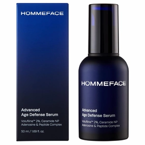 HOMMEFACE Advanced Age Defense Anti-Aging Serum for Men with Volufiline 2%, Ceramide, Collagen, Hyaluronic Acid & Peptides, 1.69 Fl.Oz.