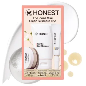 Honest Beauty The Icons Skincare Trio Travel Kit | Mini Hydrogel Cream, Gentle Gel Cleanser, Vitamin C Radiance Serum | Gentle for Sensitive Skin   Vegan