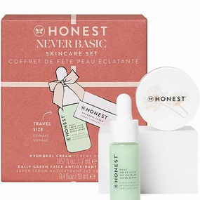 Honest Beauty Never Basic Skincare Duo | Mini Hyaluronic Acid Infused Hydrogel Cream (0.57 fl oz)   Mini Green Juice Antioxidant Serum (0.4 fl oz) | EWG Verified, Vegan   Cruelty Free