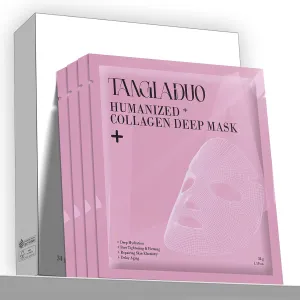 Humanized Collagen Real Deep Overnight Mask,Hydrating Firming,Anti-ageing Hydrogel Mask,for All Skin Types,Elasticity Improvement,Pore Minimizing,Minimize Wrinkles,4Pcs,Pink