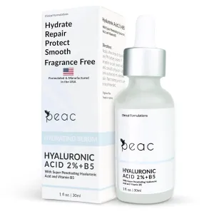 Hyaluronic Acid 2%   B5 Serum 30ml/1oz – USA Made - All Skin Types - Hyaluronic Acid Serum for Face – Hydrating, Plumping & Lightweight – Fragrance Free Skincare – Moisturizing Face Serum for Women
