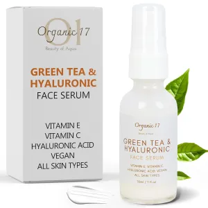 Hyaluronic Acid & Green Tea Face Serum – Anti-Aging Hydrating Serum with Vitamins C   E for Glowing Skin, Vegan & Cruelty-Free for All Skin Types – 30ml