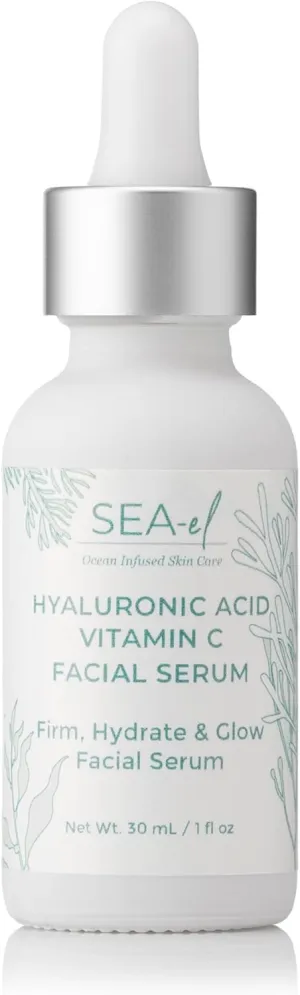 Hyaluronic Acid & Vitamin C Facial Serum Drops Firming Hydration & Glow Anti Aging Face Moisturizer - Daily Wrinkle Diminishing Skin Care for Women & Men, Vegan - 1 Fl Oz