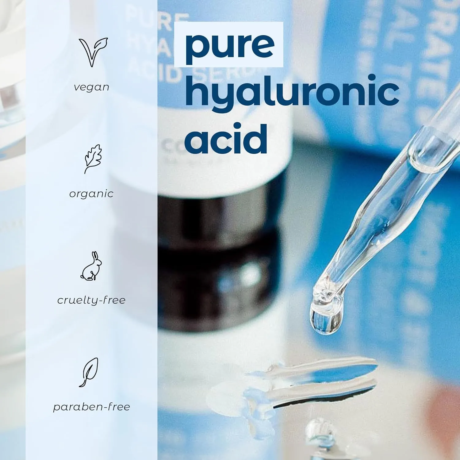Hyaluronic Acid Serum for Skin 100% Pure-Anti-Aging Serum - Intense Hydration   Moisture, Non-greasy, Paraben-free Hyaluronic Acid for Your Face 8 oz