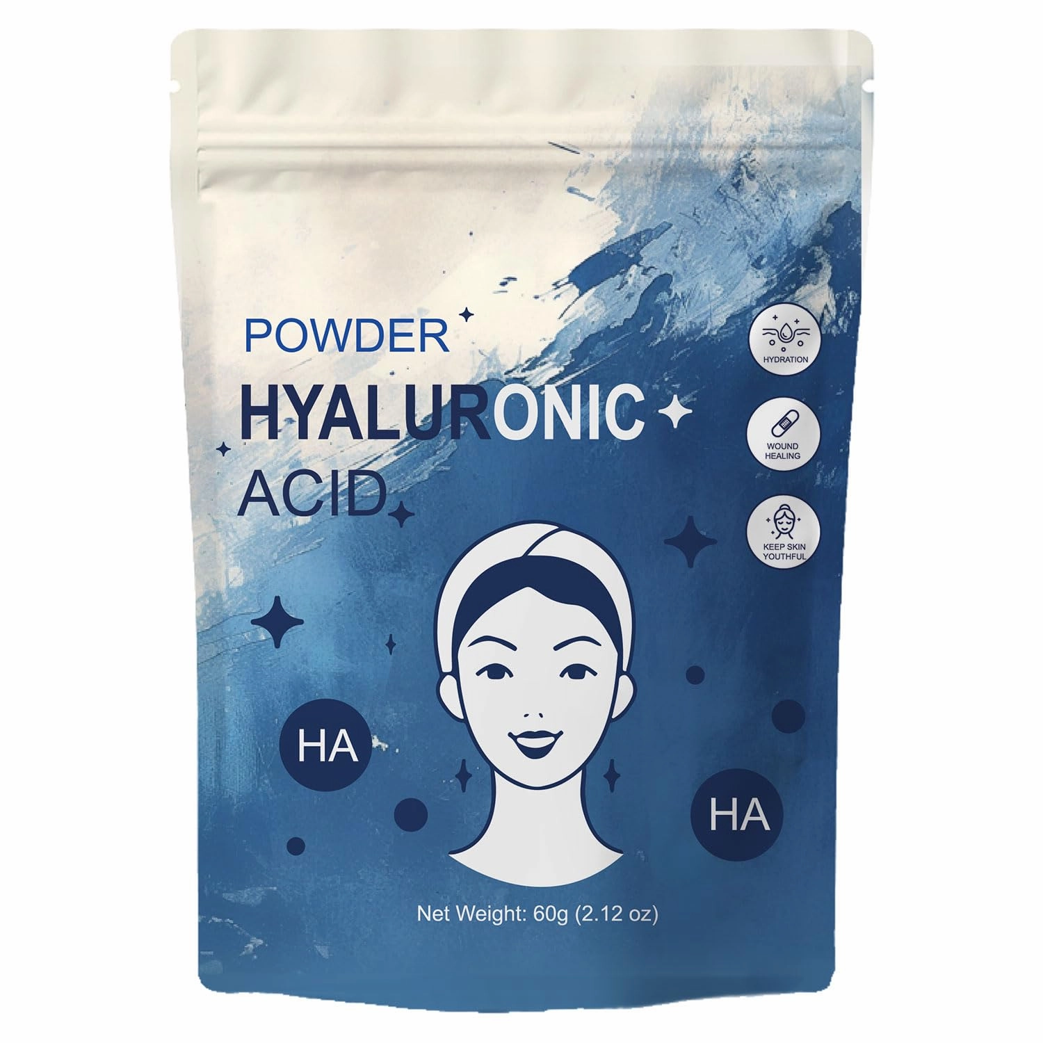 Hyaluronic Acid Powder | Hyaluronic Acid Powder for Skin - Soluble Moisturizing Ingredient for DIY Facial Serum & Anti-Aging Skincare(2.12oz)
