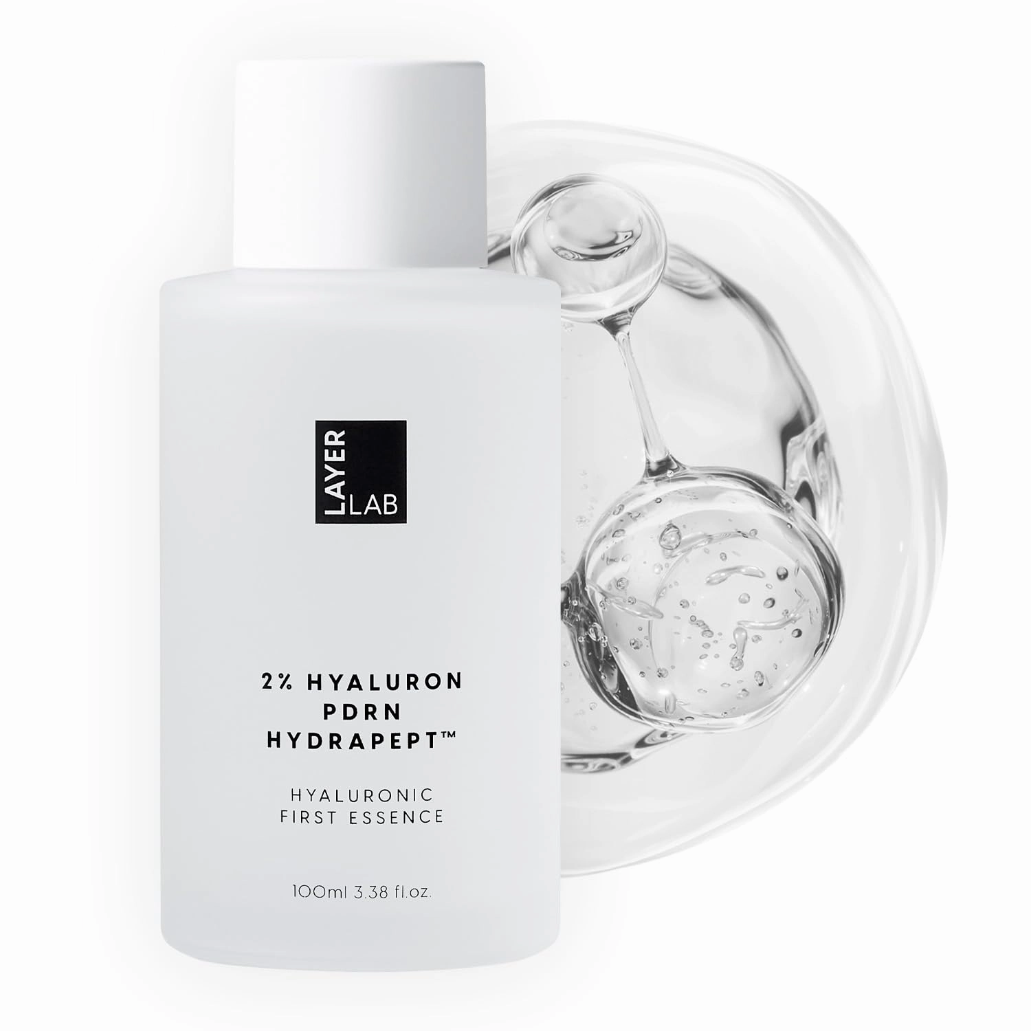 Hyaluronic Acid Serum for Face, Layerlab 2% Hyaluronic Acid PDRN Multi-Peptide Glow Firming Hydrating Face Serum for Dry Dull Skin Korean Skin Care, 2% Hyaluronic First Essence 100ml 3.38 fl. oz.