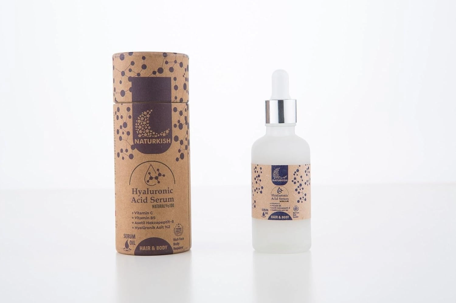 Hyaluronic Acid Serum, Naturkish Avocado Oil Hair and Face Serum with Vitamins C, B3, B5, and Biotin