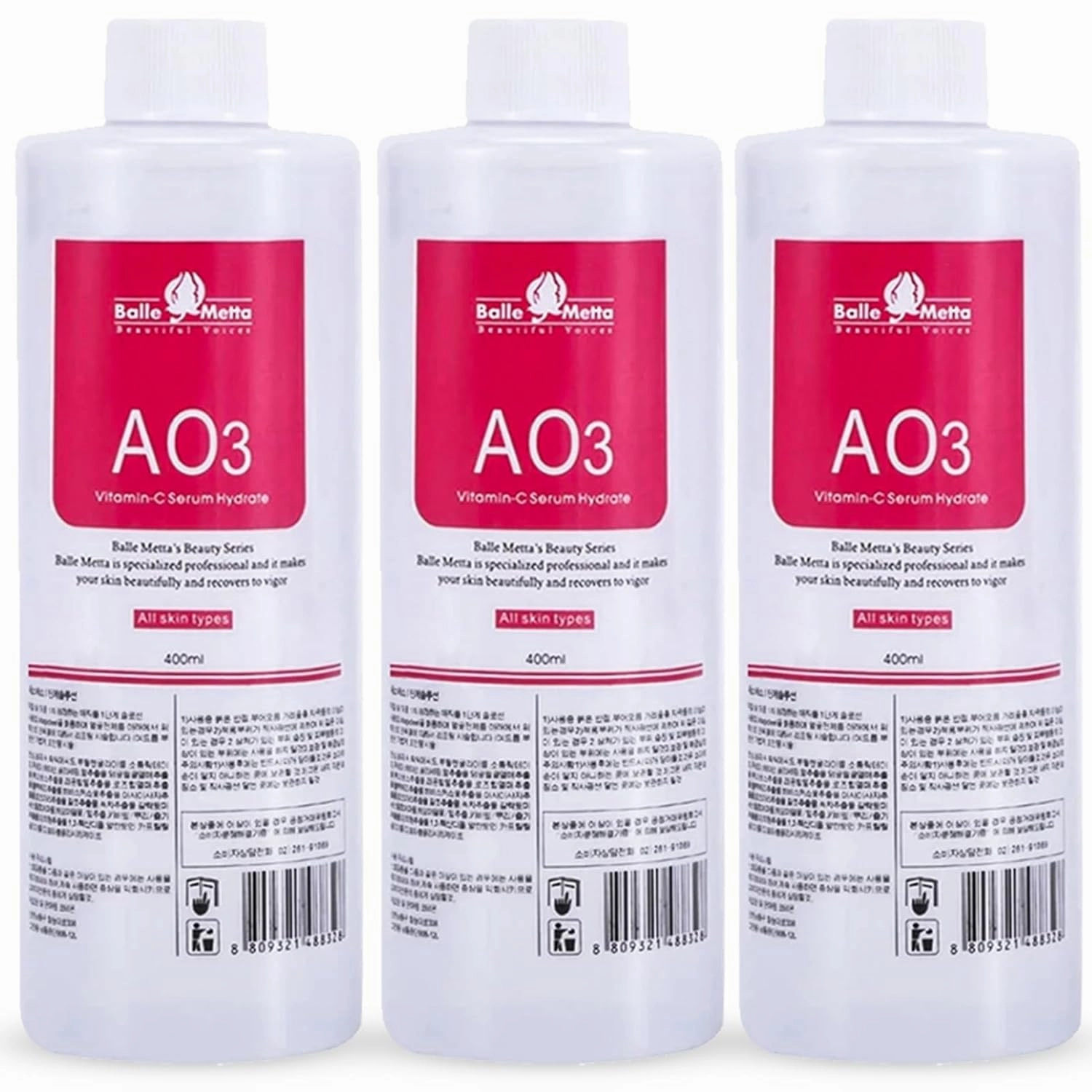 Hydrate Face Solution AO3 for Facial Machine Professional, AS1 SA2 AO3 Aqua Peeling Solution Hydrate Serums for Facial Cleansing, Face Skin Care, Hydrating, Exfoliate (400ml/3Pcs)