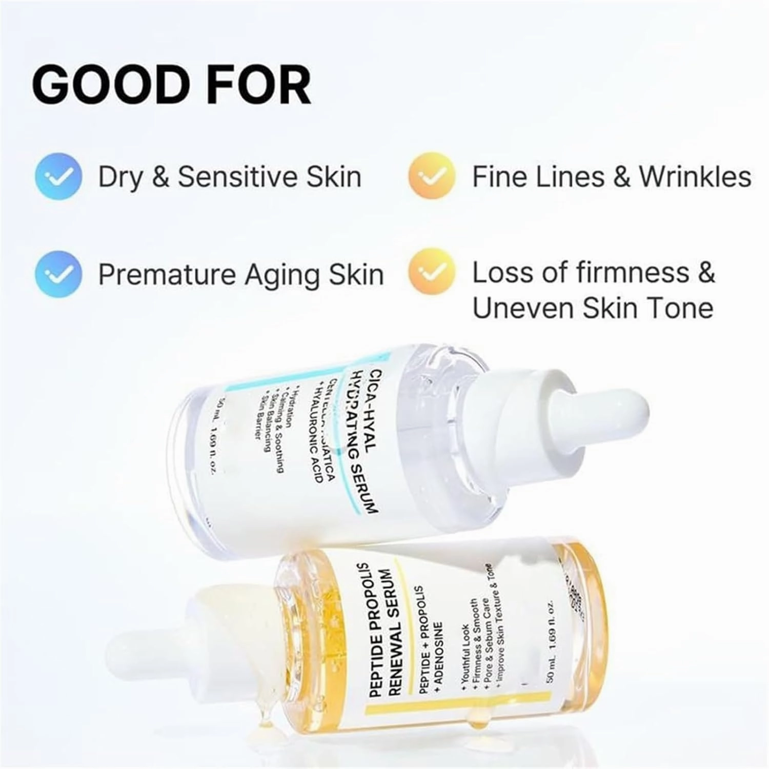 Hydration & Wrinkle Renewal Serum, Peptide Propolis Complex, Anti Aging Facial Serum, Deep Moisturizing & Skin Renewal, Suitable for All Skin Types, 1.69 fl.oz(A)