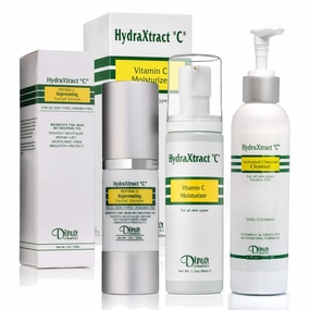 HydraXtract C Bundle Collection- Consisting of Vitamin C Moisturizer, Rejuvenating Peptide C Facial Serum and Activated Charcoal Cleanser