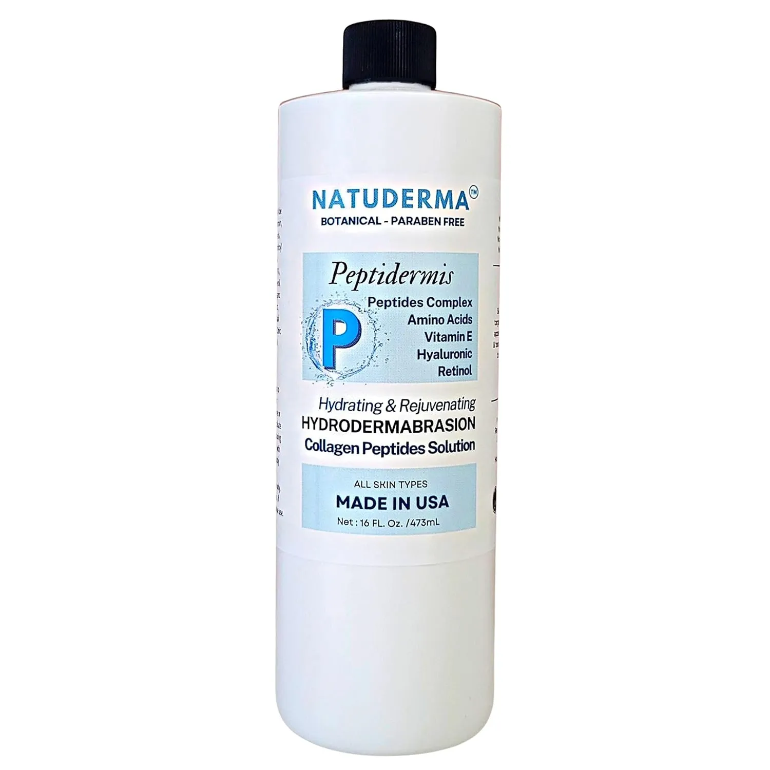 Hydrodermabrasion Solution PEPTIDERMIS, Peptide Complex, Oxy-Facial Serum, Hydro Facial Solution for Hydrodermabrasion Machine, Matrixyl 3000 Hydro Serum, 16 oz, Natuderma