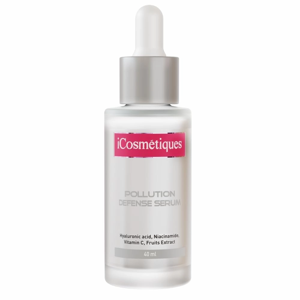 iCosmetiques Pollution Defense Face Serum |Vitamin C, Pollustop, Hyaluronic Acid |Deep Hydration, Glow and Skin Brightening |Infused with Himalayan Glacial Water |Unisex Advance Care Formula |40ml