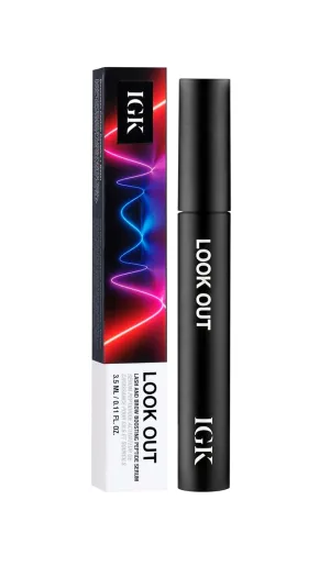 IGK Look Out Lash and Brow Boosting Peptide Serum | Increases Thickness   Fullness   Density of Brows and Lashes | Dermatologist   Ophthalmologist Approved | Vegan   Cruelty-Free | 0.11 Fl Oz