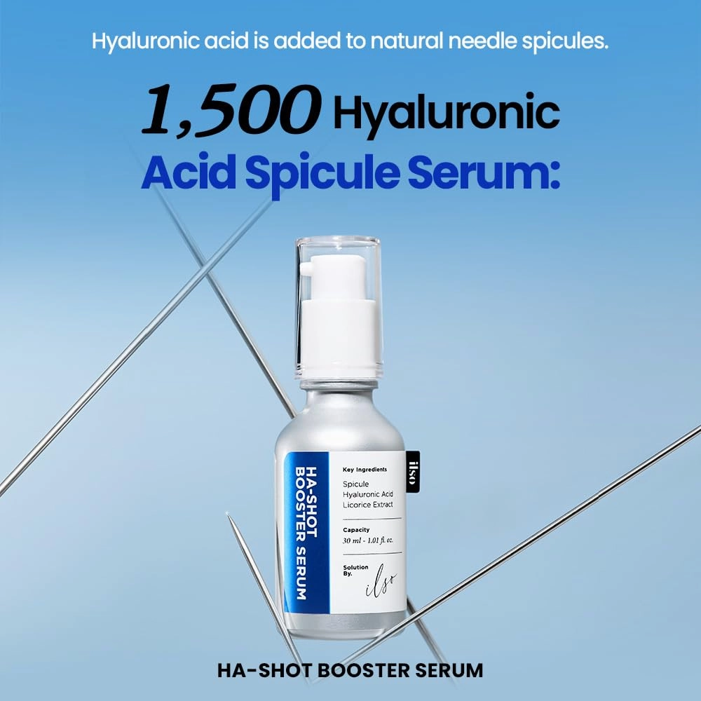 ILSO H-A Shot Booster Serum, Hyal-Spicule Exfoliating Serum, 0.5oz, Improves Skin Texture and Pore Tightening, Moisturizing Formula