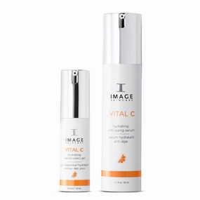 IMAGE Skincare VITAL C Hydrating Anti-Aging Face & Eye Serum Bundle, with VITAL C Hydrating Anti-Aging Face Serum and Hydrating Eye Recovery Gel