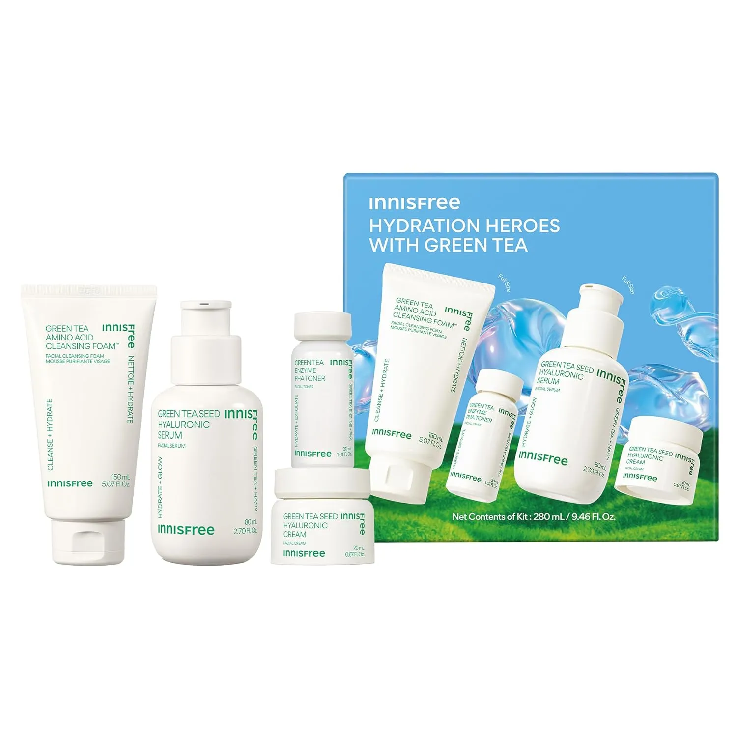innisfree Green Tea Seed Hyaluronic Serum with Panthenol and Niacinamide, Korean Face Serum for Hydration and Glow