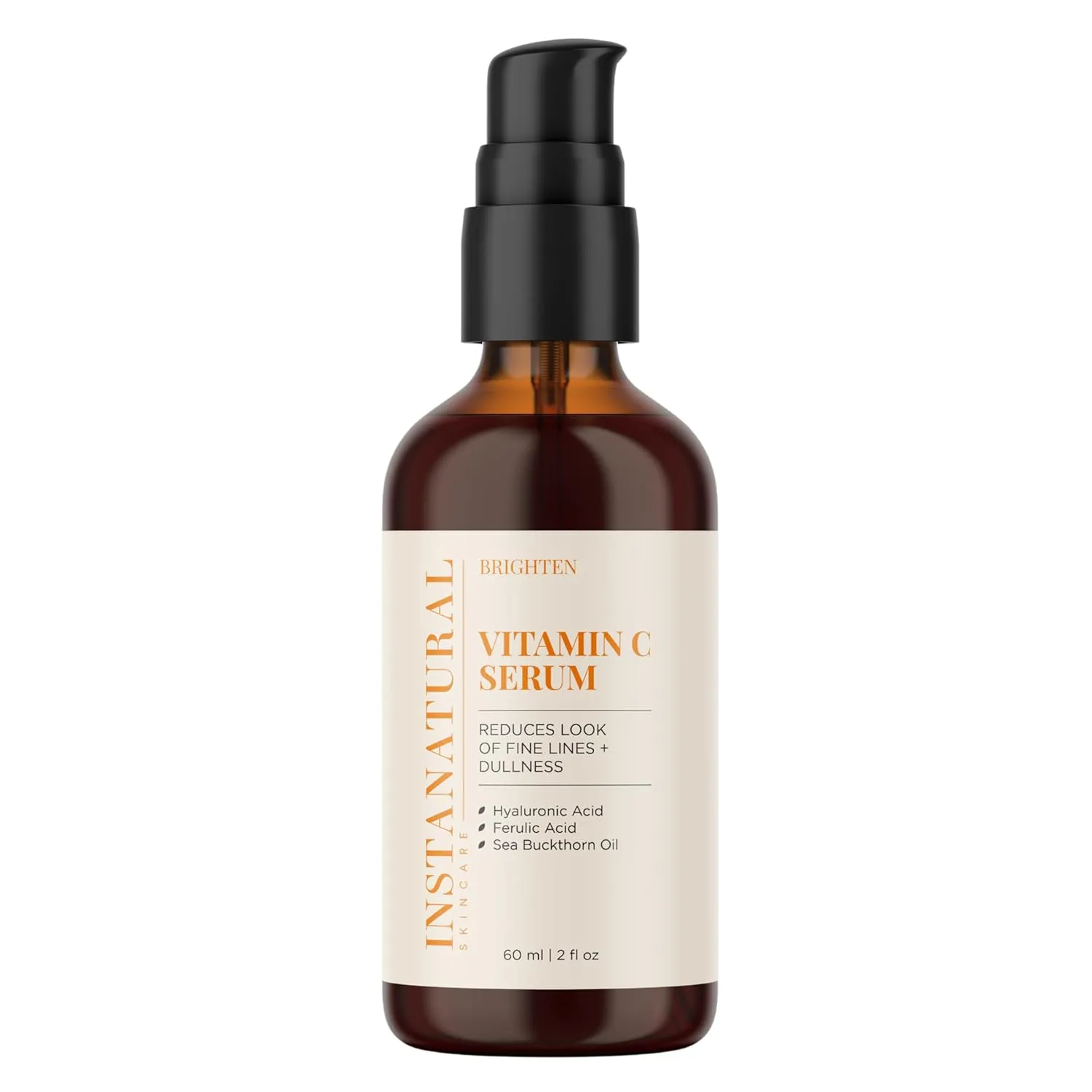 InstaNatural Vitamin C Face Serum, Brightens, Hydrates and Reduces Signs of Aging, with Vitamin C, Hyaluronic and Ferulic Acid, 2 FL Oz
