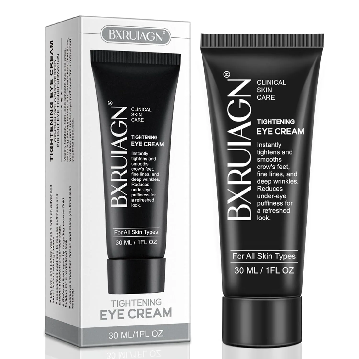 Instant Eye Tightener – Under Eye Tightening Cream for Puffiness & Wrinkles, Anti-Aging Eyes Serum with Hyaluronic Acid & Peptides, Dark Circle Treatment, EYE Bag Remover Treatment (black, 1)