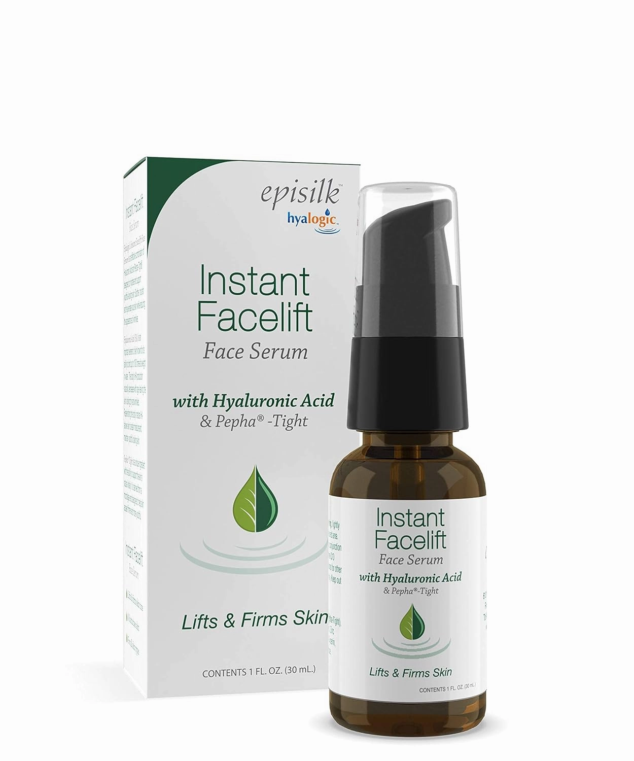 Instant Facelift Serum w/Hyaluronic Acid & Pepha Tight Formula to Lift, Firm & Tighten Skin - Hyaluronic Acid Serum for Face—Lessens Fines Lines & Wrinkles, 1 fl. oz. - Hyalogic Epsilk Brand