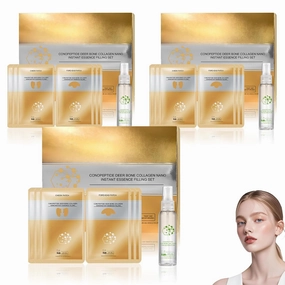 Instant Skin Essence Collagen Set - Spiral Peptide Deer Bone Collagen Essence Kit, Firming Elasticity to the Skin with Silky-Smooth Texture (3PCS)