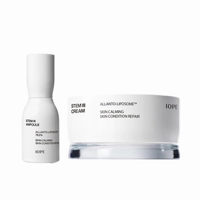 IOPE STEM III Ampoule & Cream Bundle - Antiaging Face Serum and Moisturizer with Niacinamide, Korean Timeless Skin Care, Wrinkle Care Duo
