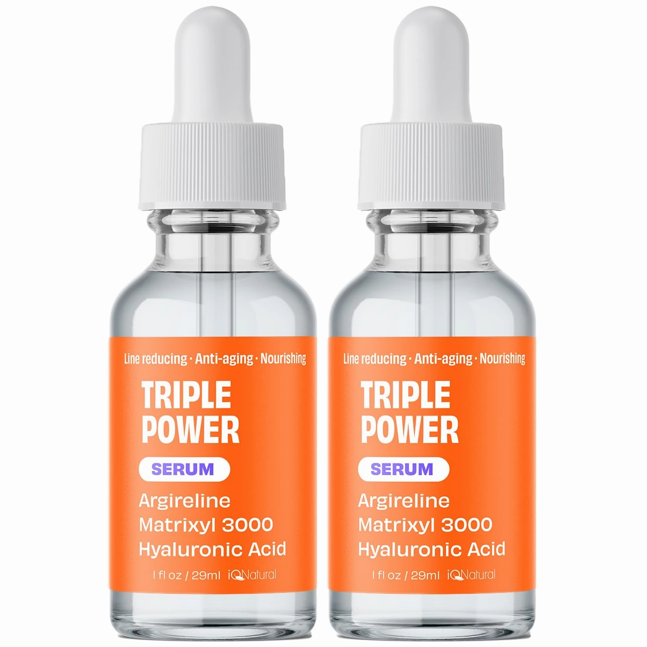IQ Natural Martixyl 3000 Serum for Face, Argireline Peptides Anti Aging, Matrixyl Argireline Serum for Women Men, Hydrating – 1oz (2 PACK)