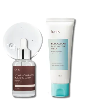 IUNIK Beta Glucan Daily Moisture Cream Beta-Glucan Power Deep Moisture Serum Intense Hydration Fortifying Skin Barrier Ultra Intense Hydrating Moisturizing Facial Moisturizer Korean