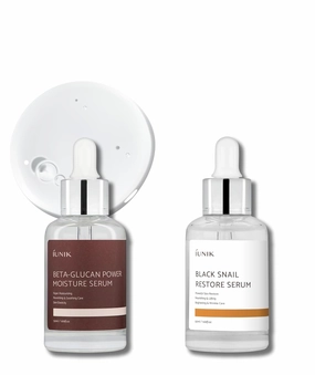 iUNIK Black Snail Serum Ampoule & 400,000ppm Beta-Glucan Power Deep Moisture Serum - Intense Hydration Nourishing Moisturizing Rejuvenating Slow-aging Firming All Skin Types Korean Skincare