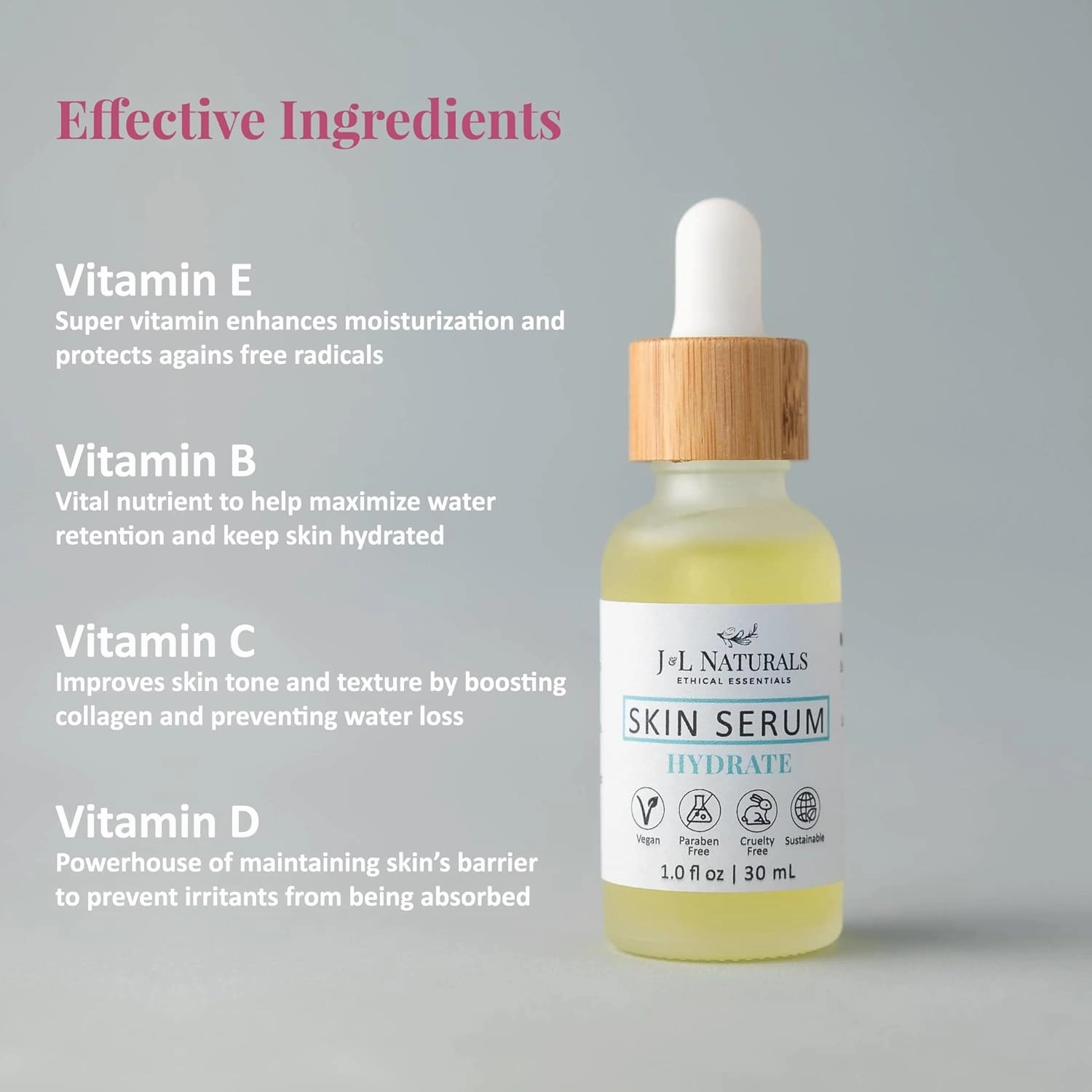 J&L Naturals | Face & Body Oil for Oily, Sensitive, Dry, Combination, Mature, & Dull Skin Types | With Jojoba Oil, Grapeseed Oil, Sunflower Oil, & More (1 Fl Oz (Pack of 1), Hydrate (dry))
