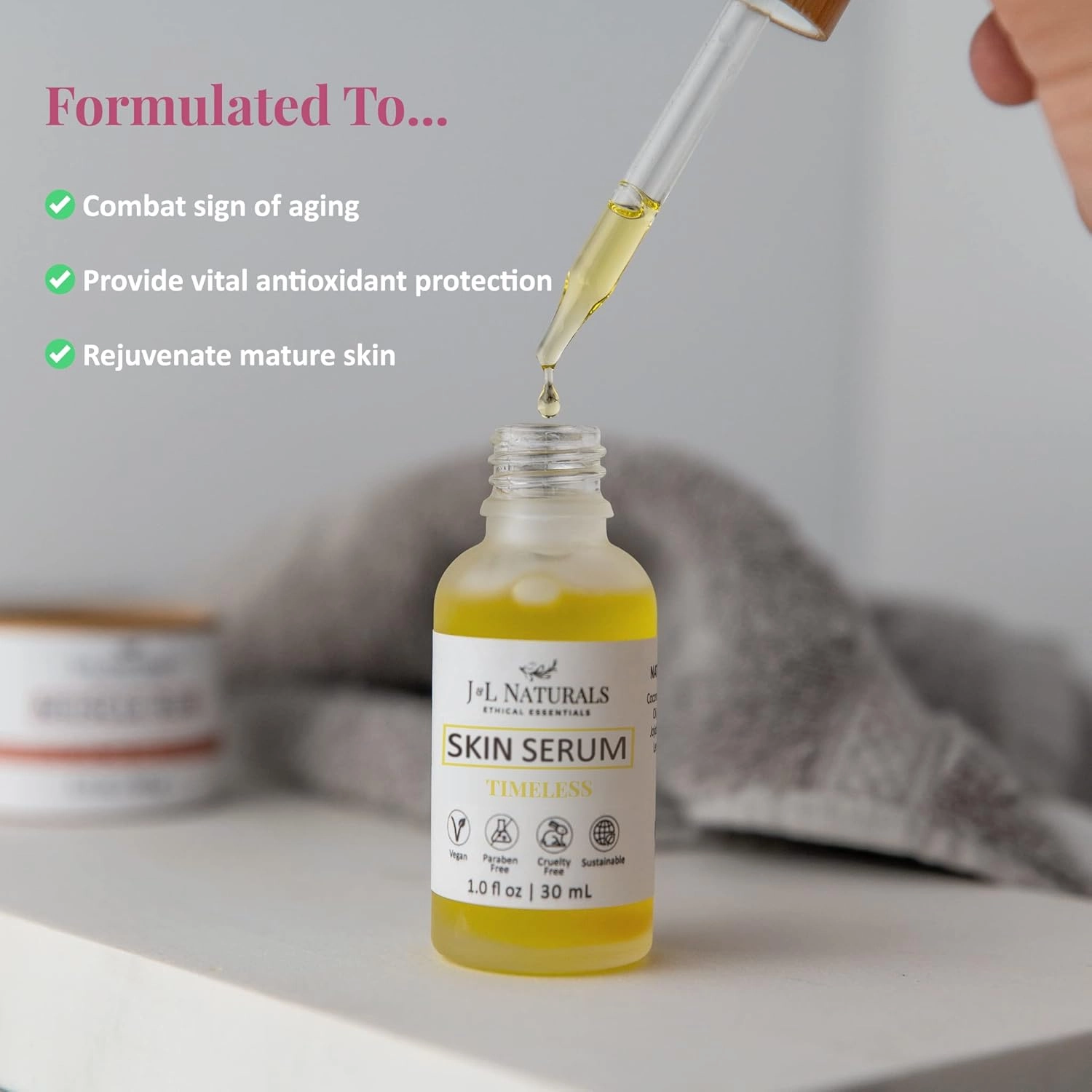 J&L Naturals | Face & Body Oil for Oily, Sensitive, Dry, Combination, Mature, & Dull Skin Types | With Jojoba Oil, Grapeseed Oil, Sunflower Oil, & More (1 Fl Oz (Pack of 1), Timeless (mature))