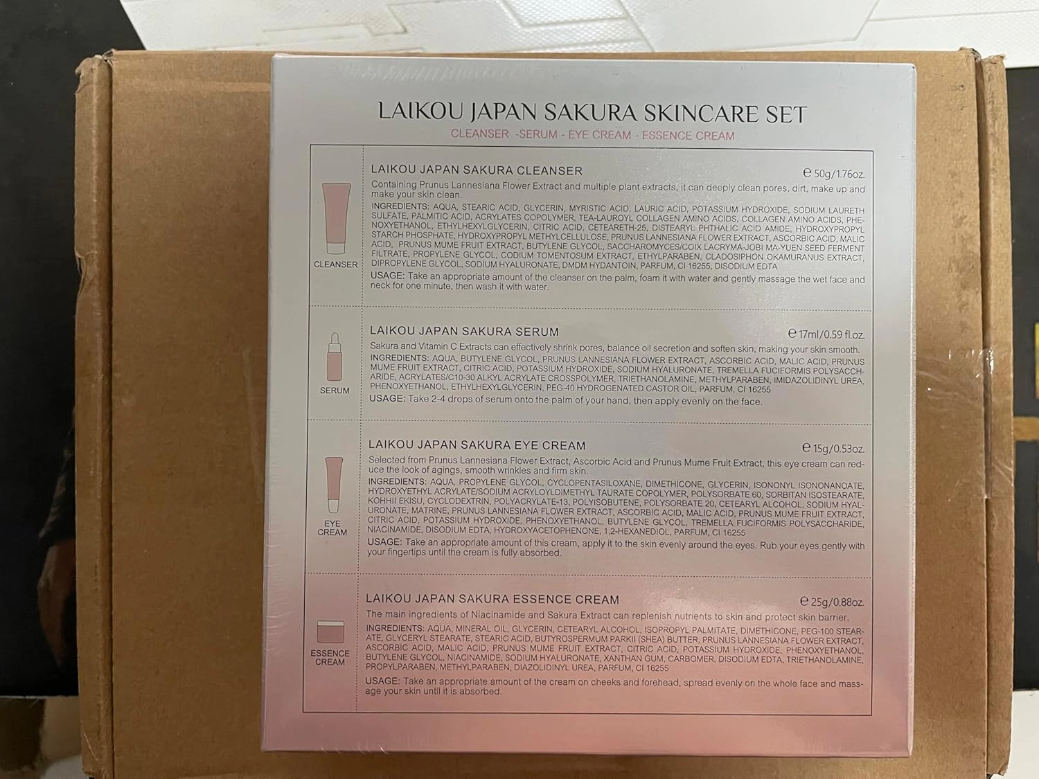 Japan Sakura Skin Care Set, Laikou Japan Sakura Skincare Set, Japanese Skin Care Set, Face Skincare Kit with Cleanser, Serum, Eye Cream, Face Cream, Skin Care Gift Set for Teen Girls, Women
