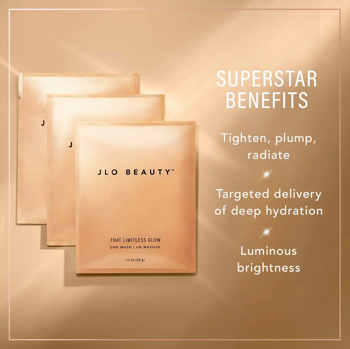 JLO BEAUTY That Limitless Glow Face Mask, Skin Care Sheet Mask Infused with Glow Serum for Moisturizing, Deep Hydration, Helps Tighten & Lift, For All Skin Types, 2-Piece Facial Mask Sheets, 3 Pack