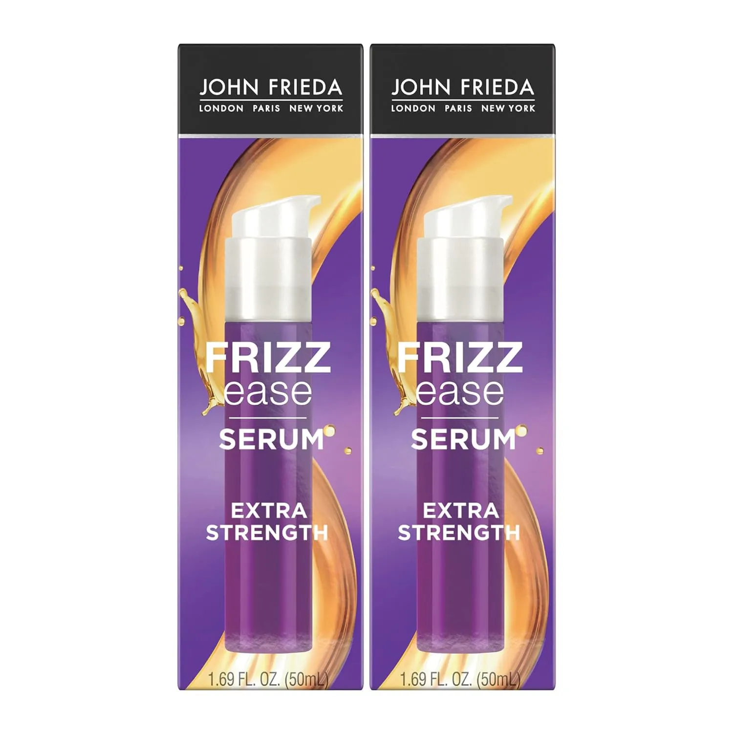 John Frieda Frizz Ease Extra Strength Hair Serum, Instantly Smooths for Healthy, Hydrated, Frizz-Free Hair, for Thick and Coarse Hair, with Argan   Coconut Oil for Heat Protection, 1.69 Oz, Pack of 2