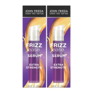 John Frieda Frizz Ease Extra Strength Hair Serum, Instantly Smooths for Healthy, Hydrated, Frizz-Free Hair, for Thick and Coarse Hair, with Argan   Coconut Oil for Heat Protection, 1.69 Oz, Pack of 2